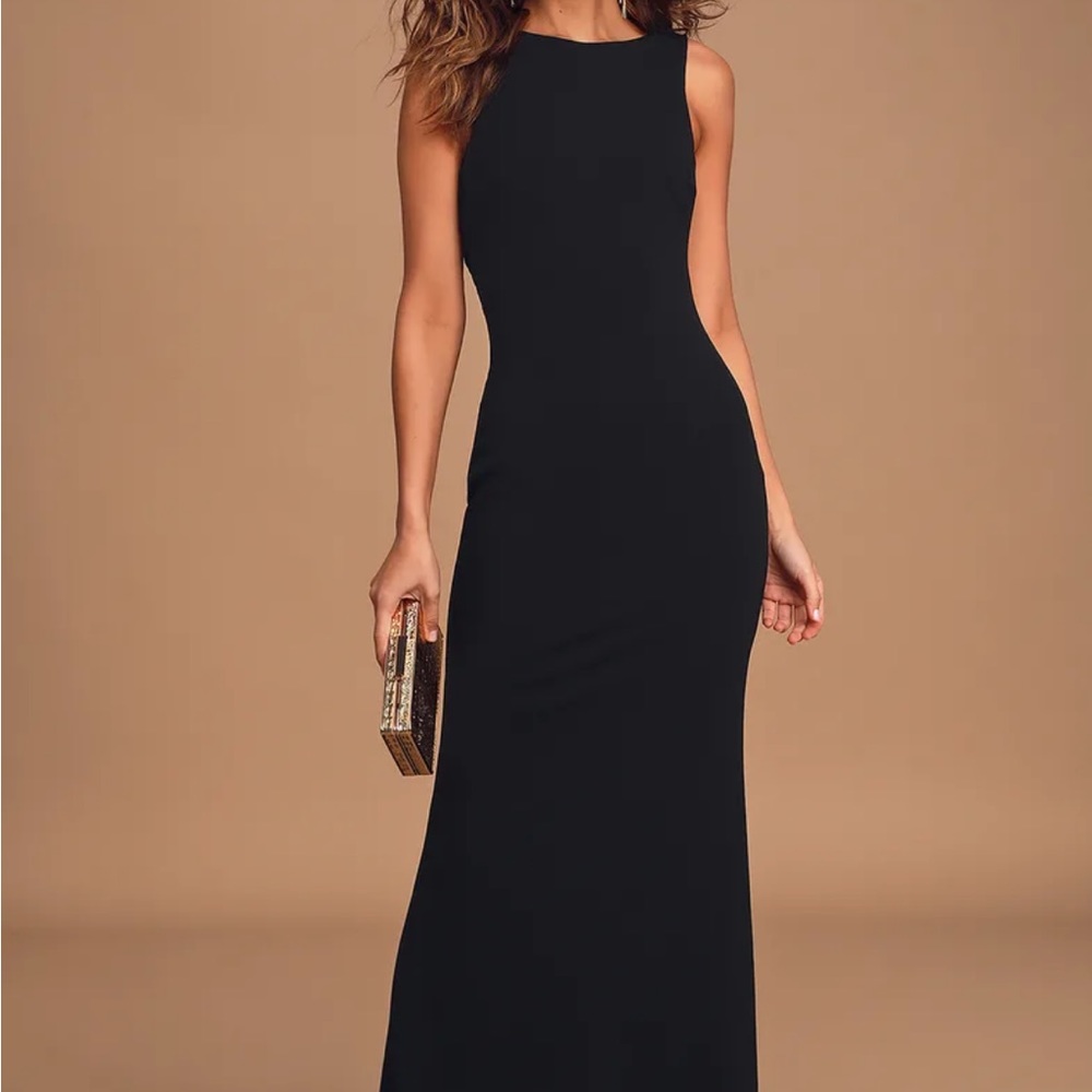 Love In Your Eyes Black Knotted Mermaid Maxi Dress